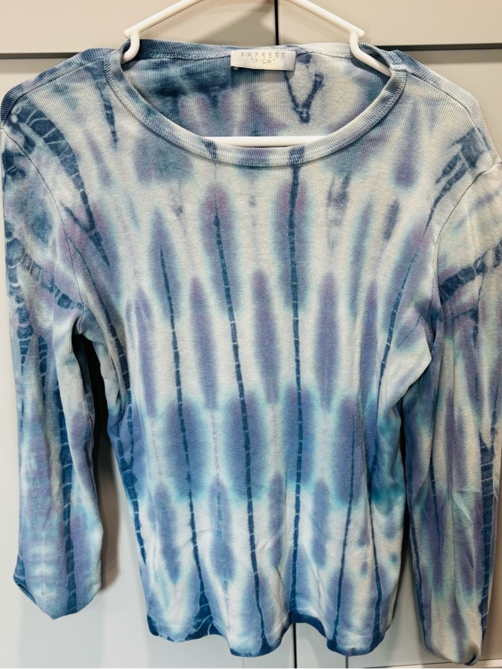Express Blue Tie-Dye Long Sleeve Top Size Medium